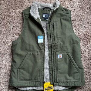 Carhartt Olive Green Fleece-Lined Vest